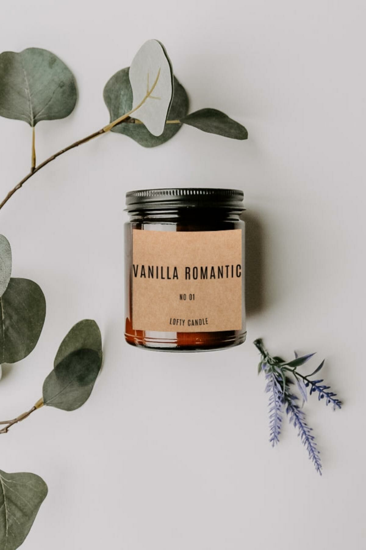 Vanilla Romantic Kraft Etiket Amber Kavanoz Mum Dekor Aromaterapi Rahatlatıcı Vanilya Kokusu 210 GR