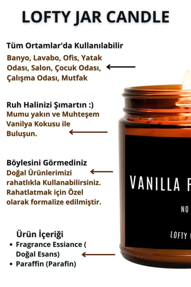 Fire Me Up Gold Etiket Amber Kavanoz Mum Dekor Aromaterapi Rahatlatıcı Vanilya Kokusu 210 GR