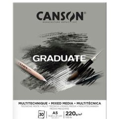 Canson Çizim Bloğu Graduate Mıx Medıa Gri 30 Syf A5 220 GR