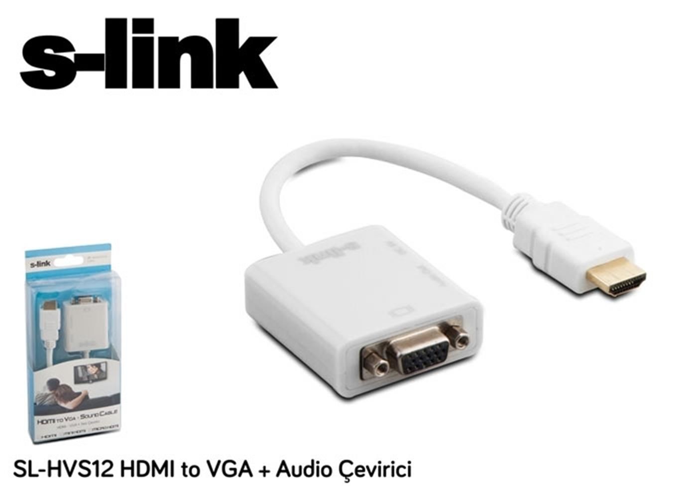 S-link SL-HVS12 Hdmı Erkek To Vga Dişi + Audio Çevirici