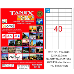 Tanex Laser Etiket 100 YP 52x29 MM Laser-Copy-Inkjet TW-2040