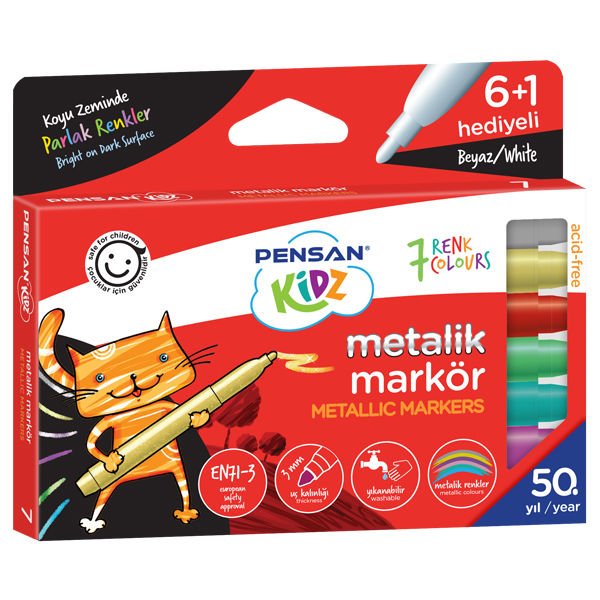 Pensan Markör Kidz Temizlenebilir 7 Metalik 99930 - 144Adet - KOLİ