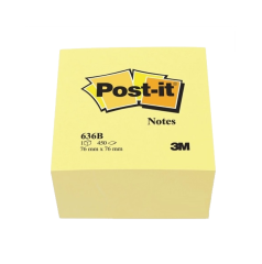 Post-it Yapışkanlı Not Kağıdı Küp 450 YP 76x76 Sarı 636-B