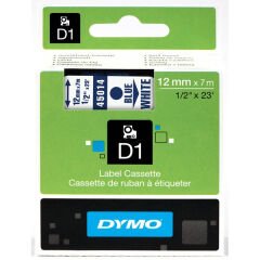 Dymo D1 Şerit Standart 12 MMx7 MT Beyaz Üzerine Mavi 45014 S0720540 - 5Adet - PKT