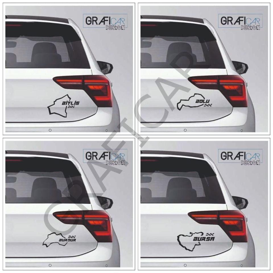 Harita Yarış Pisti Görünüm Sticker/Bitlis-Bolu-Burdur-Bursa