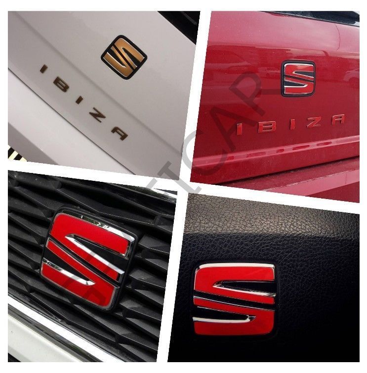 Seat Ibiza MK4 Emblem Sticker Set 2011-2013 / OLD LOGO - BRIGHT BLUE