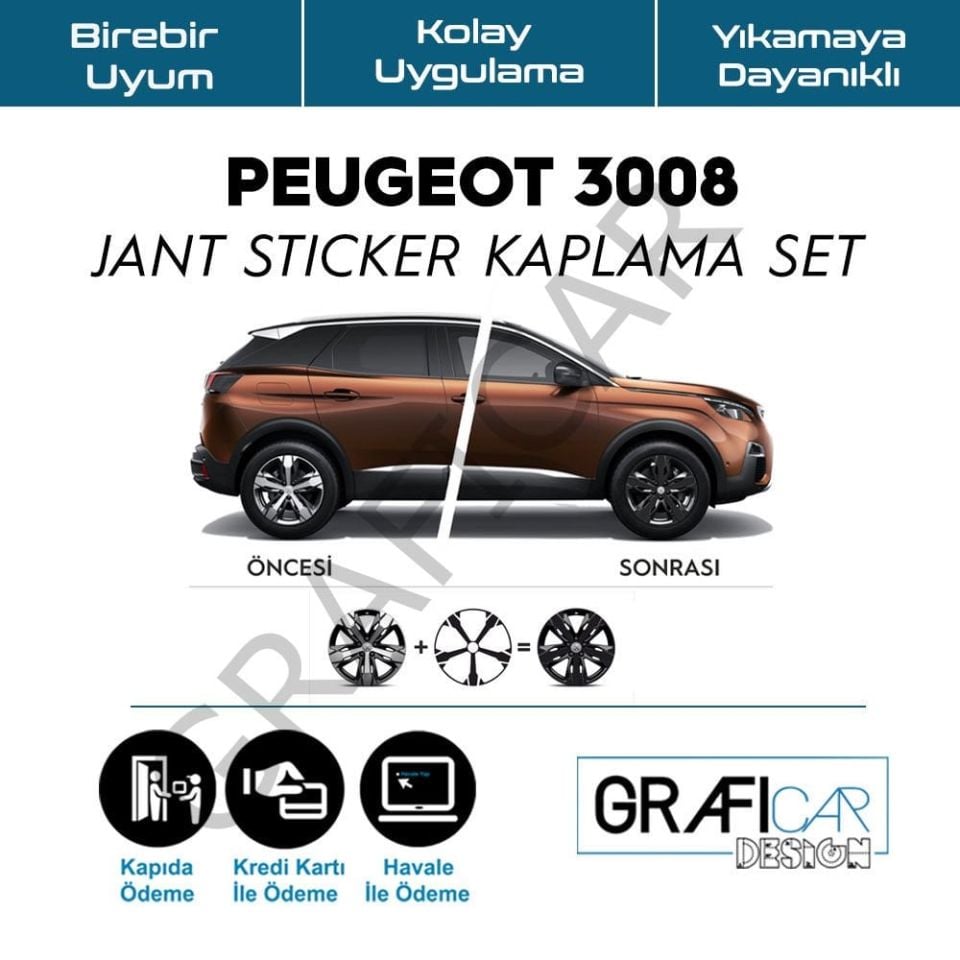 Peugeot 3008 Jant Kaplama Sticker