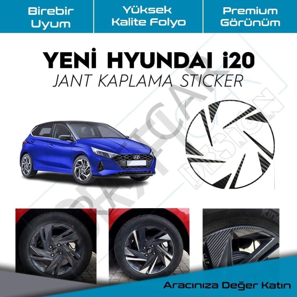 Hyundai i20 Jant Kaplama Sticker Set