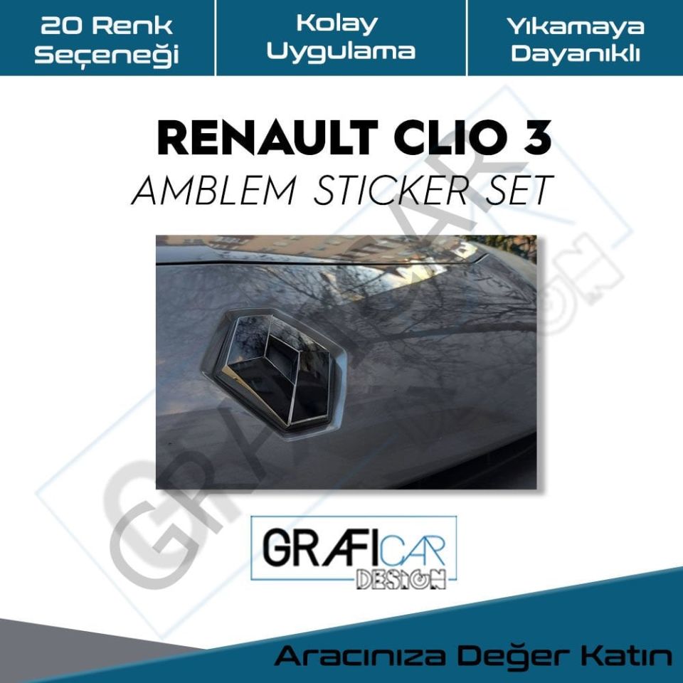 Renault Clio 3 Amblem Sticker Set FIRÇALI SİYAH