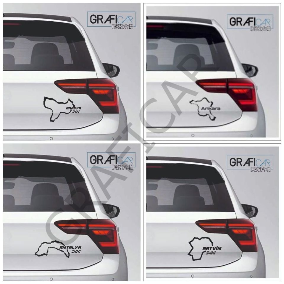 Harita Yarış Pisti Görünüm Sticker/Amasya-Ankara-Antalya-Artvin PARLAK BEYAZ - ANKARA