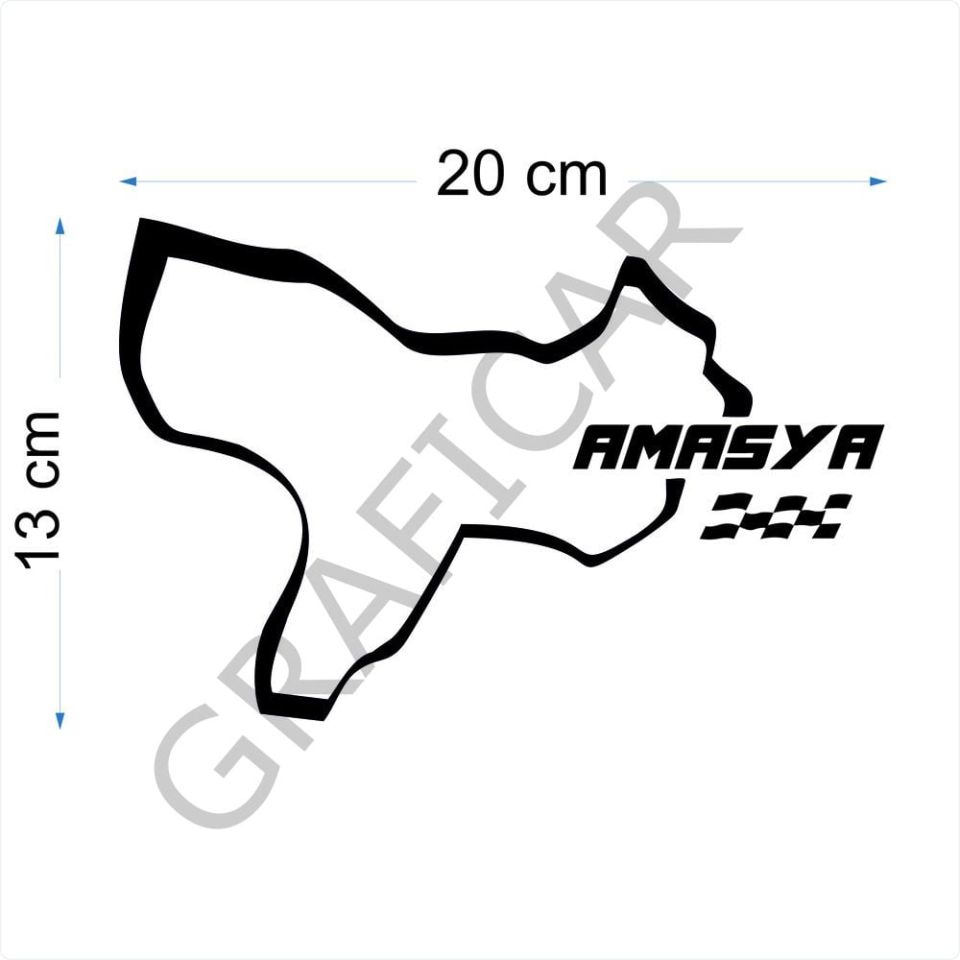Harita Yarış Pisti Görünüm Sticker/Amasya-Ankara-Antalya-Artvin PARLAK BEYAZ - ANKARA
