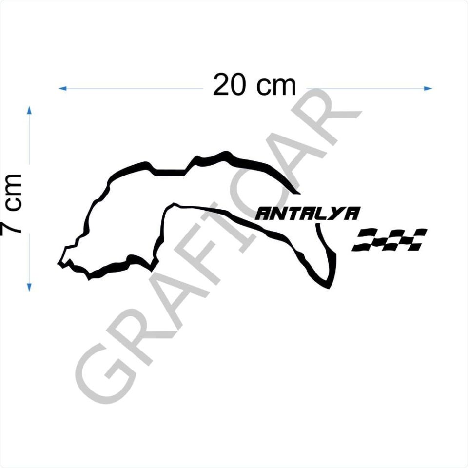 Harita Yarış Pisti Görünüm Sticker/Amasya-Ankara-Antalya-Artvin PARLAK BEYAZ - ANKARA