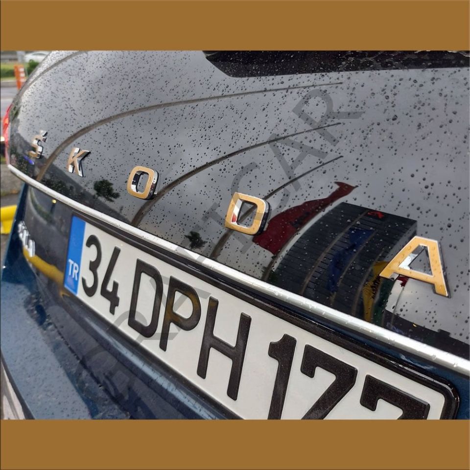Skoda Scala Amblem Sticker Set METALİK MAT BAKIR