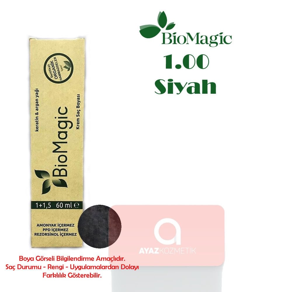 Biomagic Amonyaksız Doğal İçerikli Saç Boyası 60 Ml. - 1.00 Siyah