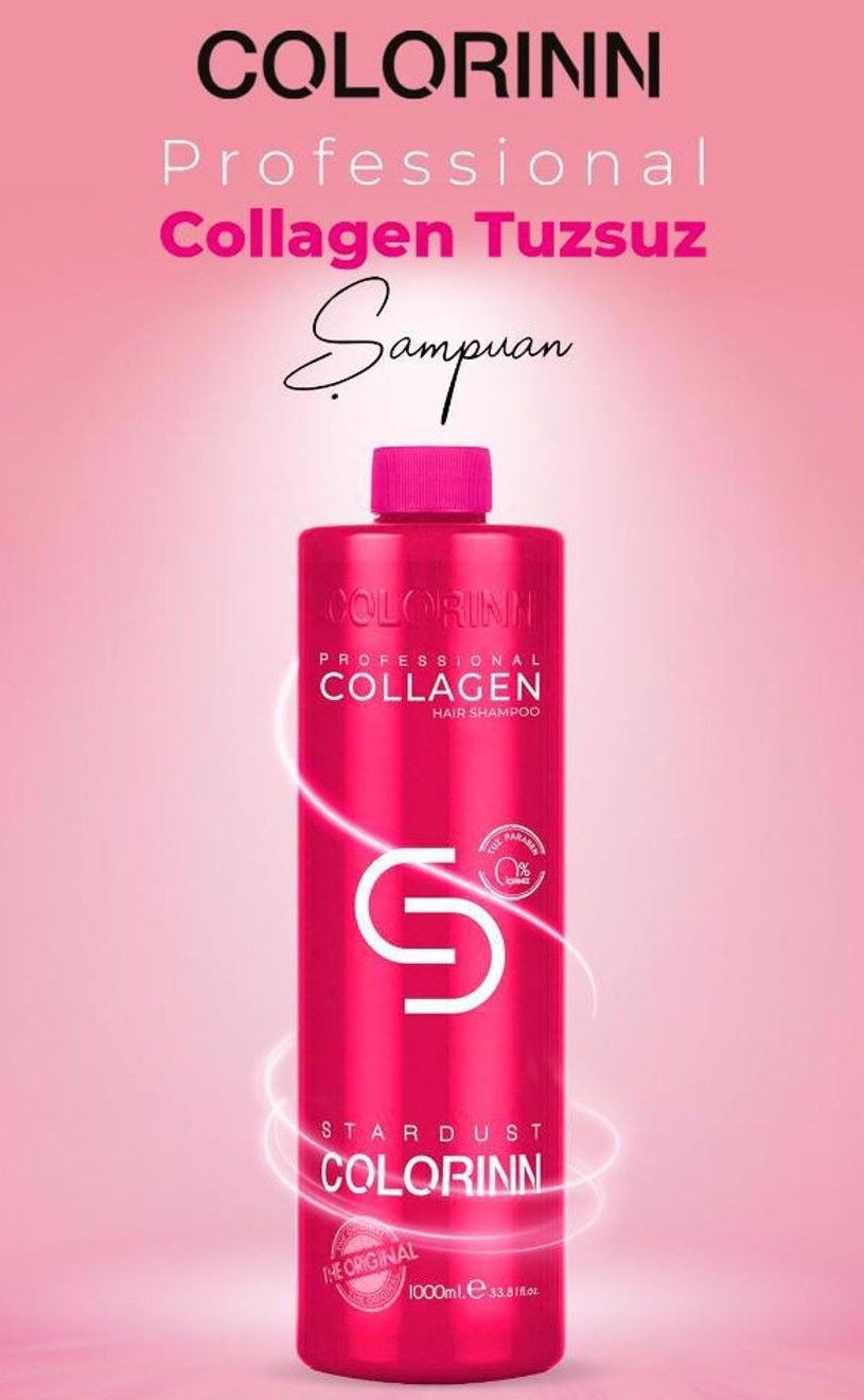 Colorinn Collagen Şampuan 1000 ml  Tuzsuz Şampuan - Kuru Saçlar için