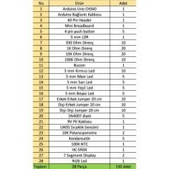 Arduino Uno Gelişmiş Tam Set 28 Parça - 150 Adet