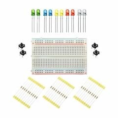 Orta Boy Breadboard - 10 Adet Karışık Led - 30 Adet Direnç - 4 Adet Buton Paketi