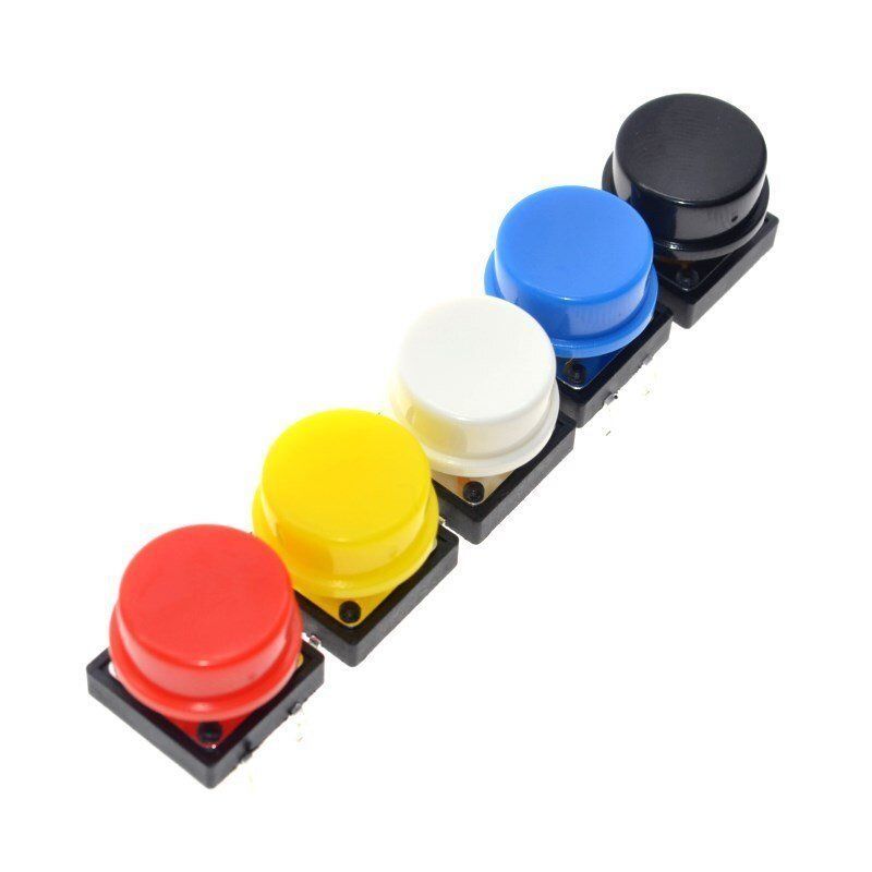 4 Pin Renkli Kapaklı Push Buton 12x12 -  5 Adet