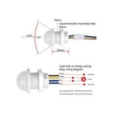 220V Hareket Sensörü PIR - Otomatik Lamba Sensörü