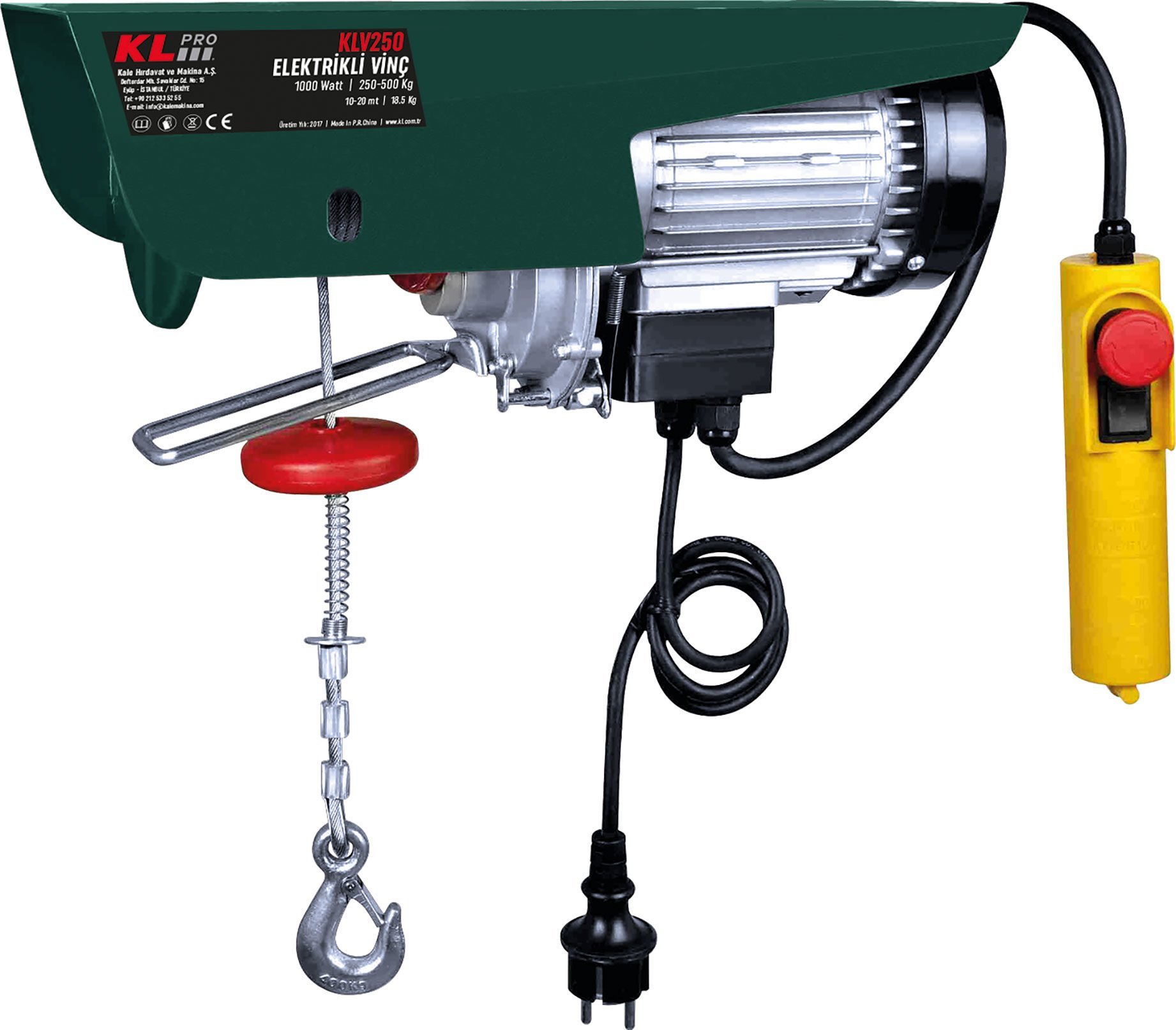 KL PRO KLV250 1000Watt 250/500Kg Elektrikli Vinç