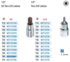 NT Tools 1/2'' Torx Lokmalar (Ölçü Seçeneklerine Bakınız)