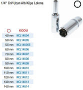 NT Tools 1/4'' Altı Köşe Uzun Lokmalar (Ölçü Seçeneklerine Bakınız)