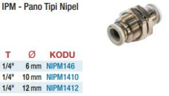 Isaiah IPM Pano Tipi Nipel Konnektörler  (Ölçü Seçeneklerine Bakınız)