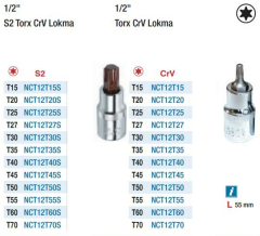 NT Tools 1/2'' Torx Lokmalar(Ölçü Seçeneklerine Bakınız)