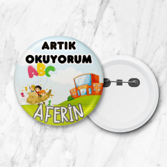 Artık Okuyorum İğneli Yaka Rozeti 58 mm Büyük Boy Model: 03