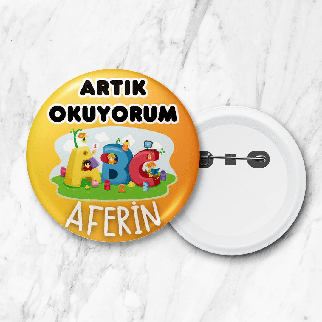 Artık Okuyorum İğneli Yaka Rozeti 58 mm Büyük Boy Model: 02