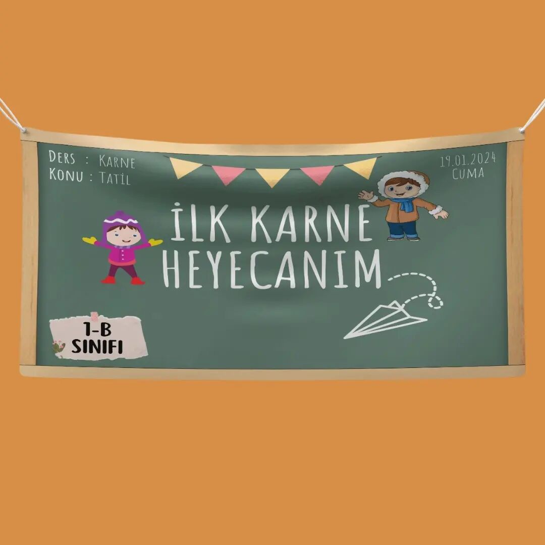 İlk Karne Heyecanım Fotoğraf Çekim Arka Fon Branda Afiş Model No: 03