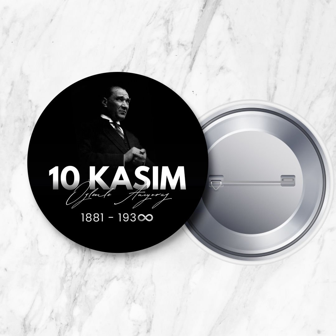 10 Kasım Atatürk'ü Anma İğneli Yaka Rozeti 58 mm