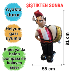 Ramazan Davulcusu Ayakta Durabilen Folyo Balon ve LED Işıklı Hoş Geldin Ramazan Kaligrafik Uzar Yazı ve Balon Süs