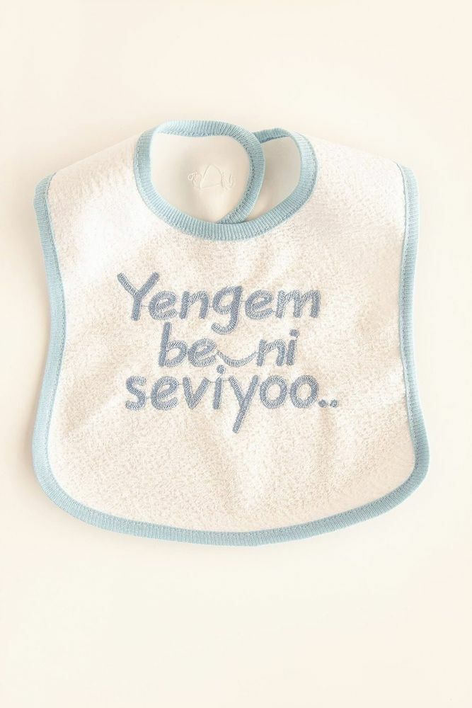 Yengem Beni Çok Seviyoo Yazılı Mama Önlüğü Mavi