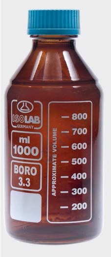 ISOLAB - 061.02.903 şişe - borosilikat cam - amber - vidalı kapaklı - 3000 ml (1 adet / paket)