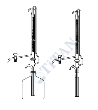 ÇALIŞKAN - LG025.07.0025   - Büret Otomatik, Çift cam musluklu, Şeffaf, Depolu 25 ml Hacim , 0.05 ml Tolerans