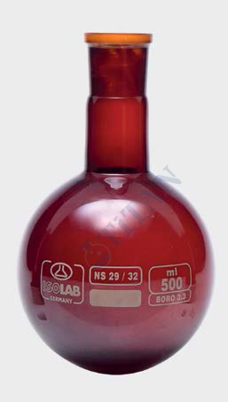 ISOLAB - 030.12.053 balon - dibi yuvarlak - amber - şilifli - 50 ml - NS29/32 (1 adet / paket)