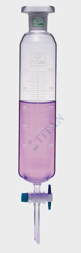 ISOLAB - 031.06.500 ayırma hunisi - cam - silindirik - dereceli - PTFE musluklu - 500 ml (1 adet / paket)