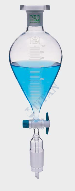 ISOLAB - 032.01.500 damlatma hunisi - cam - armudi - dereceli - PTFE musluklu - 500 ml (1 adet / paket)