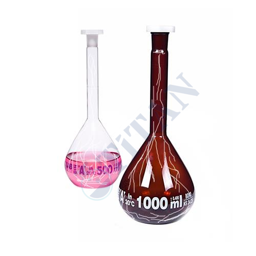 ISOLAB - 014.01.020C balon joje - yüzey kaplı - standard - amber - A kalite - grup sertifikalı - beyaz skala - 20 ml - NS 10/19 (2 adet / paket)