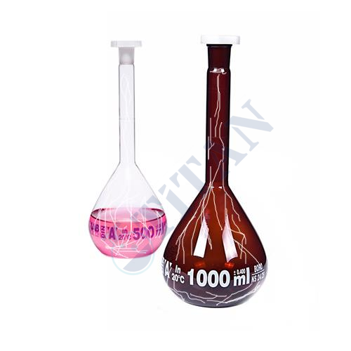 ISOLAB - 014.01.500C balon joje - yüzey kaplı - standard - amber - A kalite - grup sertifikalı - beyaz skala - 500 ml - NS 19/26 (2 adet / paket)