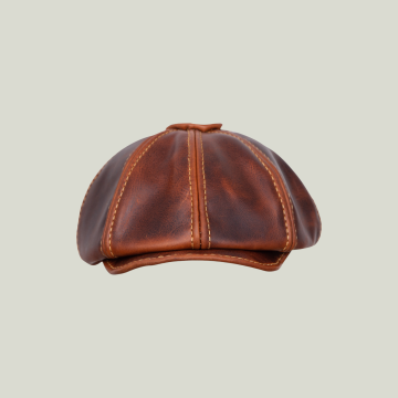 El Yapımı Deri Newsboy Cap