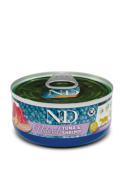 N&D Natural Ton Balıklı ve Karidesli Yetişkin Kedi Konserve Maması (70 g)