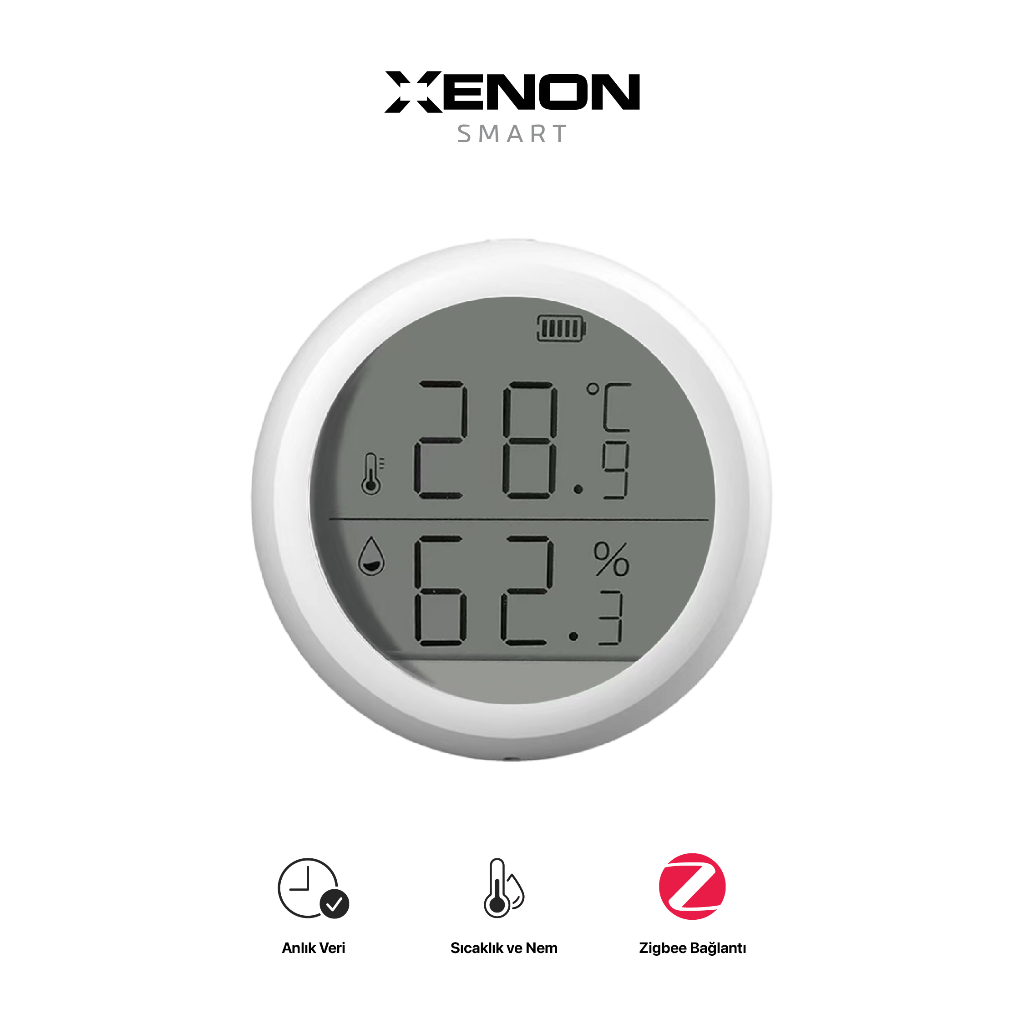 Zigbee Dijital Akıllı Sıcaklık Ve Nem Ölçer Termometre