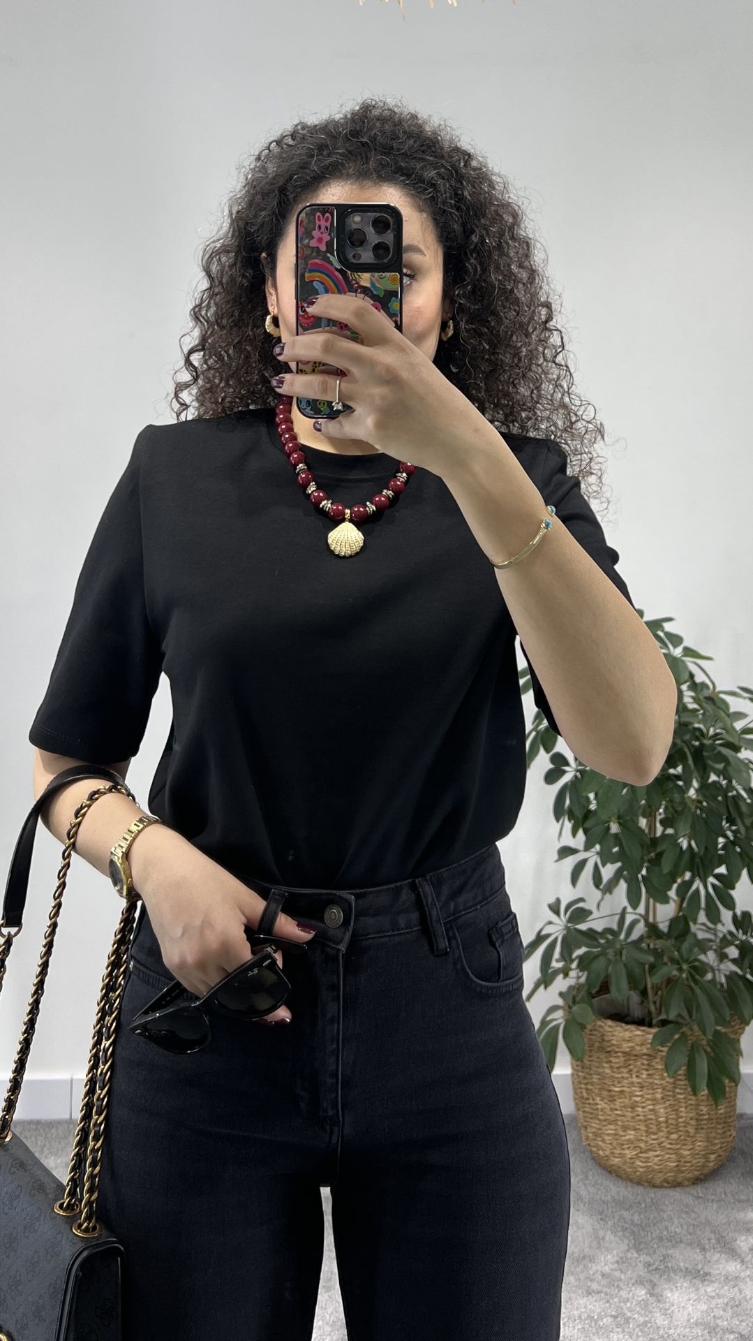 Premium Vatkalı Siyah Tshirt