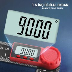 2-in-1 Dijital Açı Ölçer Gonyometre Cetvel 0-200mm