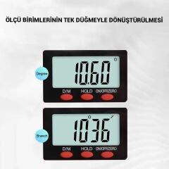 2-in-1 Dijital Açı Ölçer Gonyometre Cetvel 0-200mm