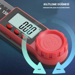 2-in-1 Dijital Açı Ölçer Gonyometre Cetvel 0-200mm
