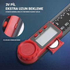 2-in-1 Dijital Açı Ölçer Gonyometre Cetvel 0-200mm