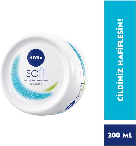 NIVEA Soft Nemlendirici, Yüz, Vücut, El Bakım Kremi 200 ml Jojoba Yağı ve E Vitamini ile Cilt Bakımı